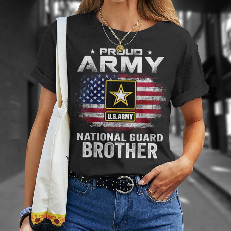 Proud Army National Guard Brother With American Flag T-Shirt Gifts for Her