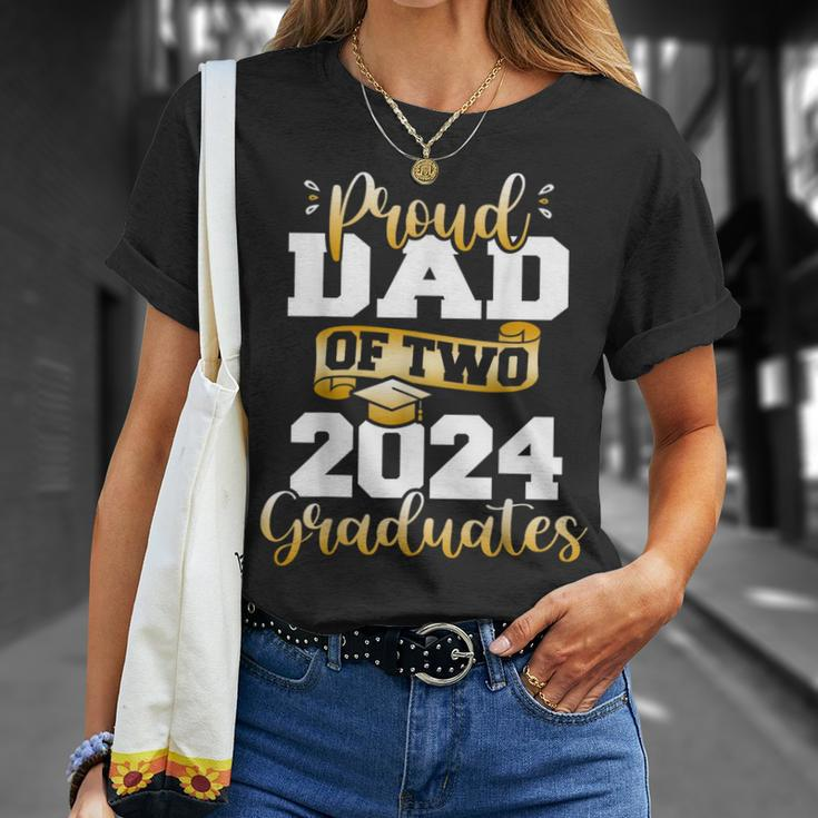 Proud Dad Of Two 2024 Graduates Class Of 24 Senior T-Shirt Gifts for Her