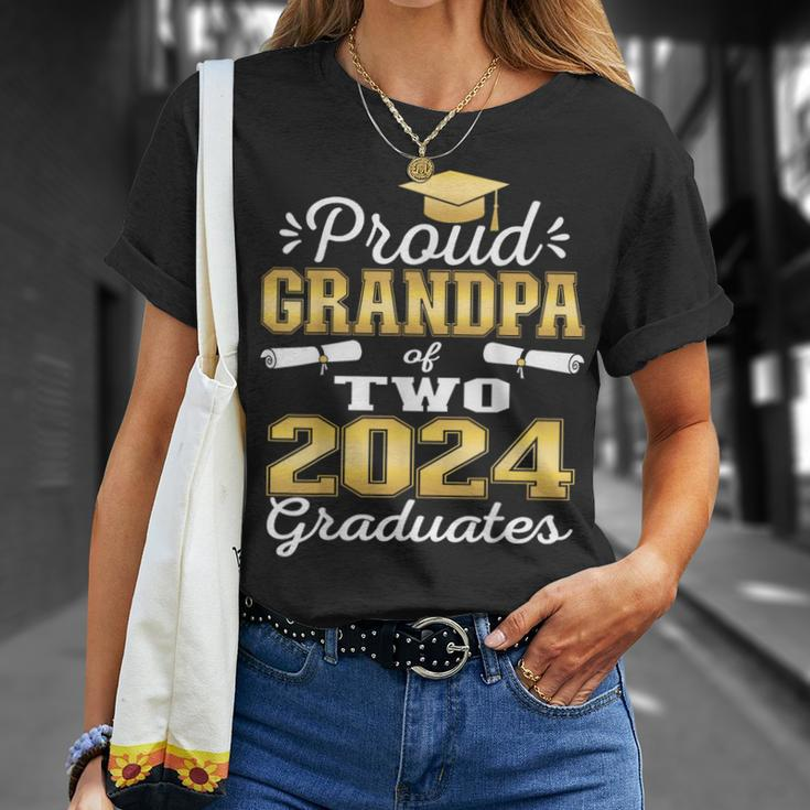Proud Grandpa Of Two 2024 Graduate Class 2024 Graduation T-Shirt Gifts for Her