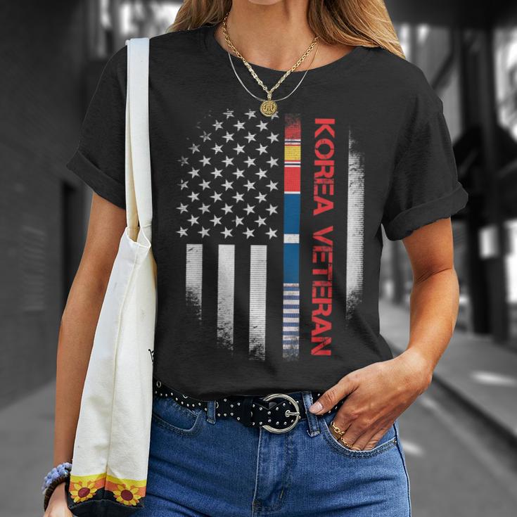 Proud Korea Veteran Us FlagKorean War Military T-Shirt Gifts for Her