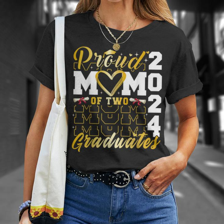 Proud Mom Of Two 2024 Graduates Twins Senior Class Of 2024 T-Shirt Gifts for Her