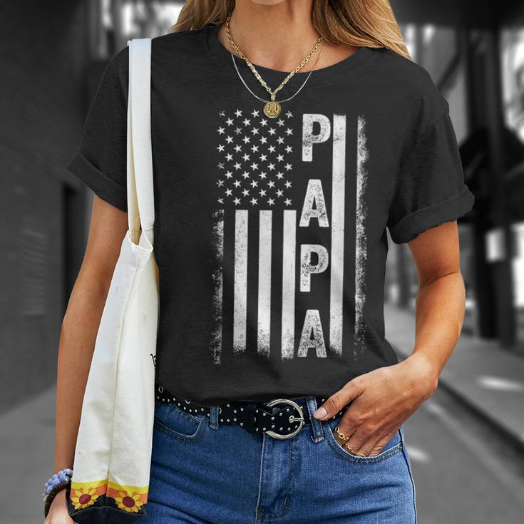 Proud Papa American Flag Fathers Day Grandpa For Men T-Shirt Gifts for Her