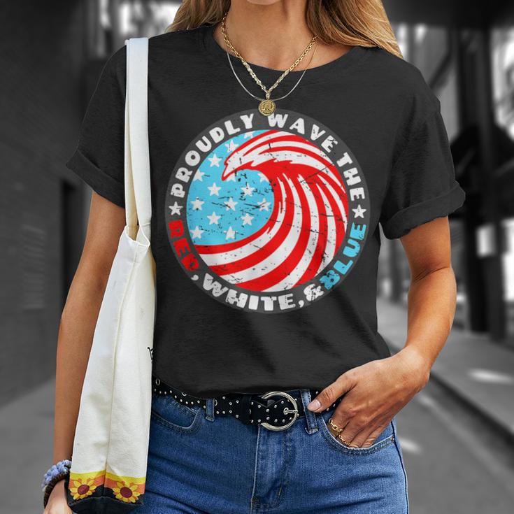 Proudly Wave The Red White Blue 4Th Of July Beach T-Shirt Gifts for Her