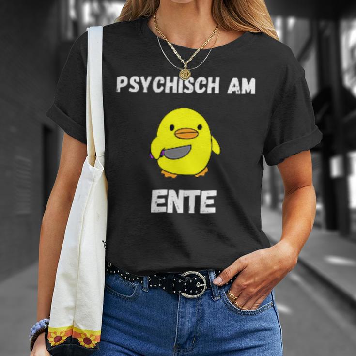 Psychisch Am Ente Witzige Süsse Geschenkidee Mann Frau T-Shirt Geschenke für Sie