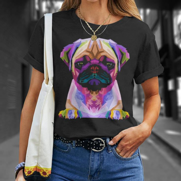 Pug Pop Art Colorful Portrait Carlino For Dog Lovers T-Shirt Gifts for Her