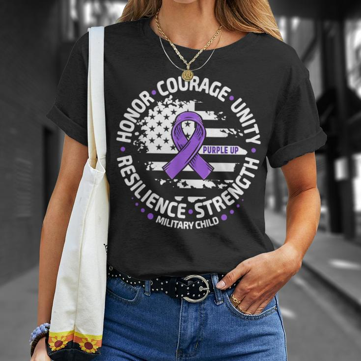 Purple Up For Military Kid Us Flag Cool Military Child Month T-Shirt Gifts for Her