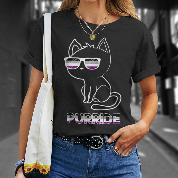 Purride Asexual Flag Sunglasses Gay Pride Cat Lover T-Shirt Gifts for Her