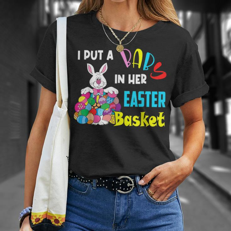 I Put A Baby In Her Easter Basket Pregnancy Announcement T-Shirt Gifts for Her