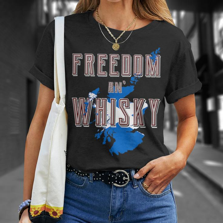 Rabbie Burns Quote Freedom Whisky Scottish Colors Map Flag T-Shirt Gifts for Her
