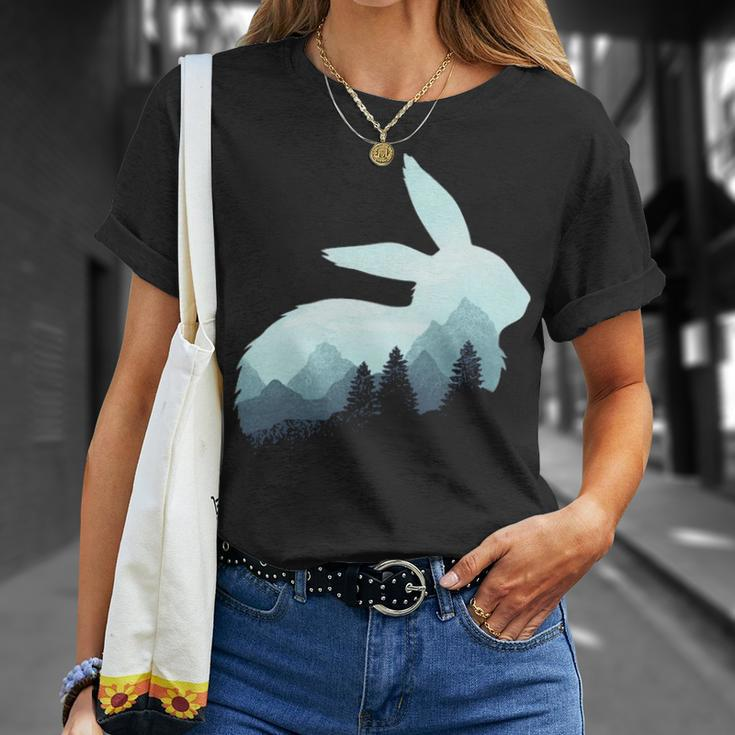 Rabbit Bunny Hare Double Exposure Surreal Wildlife Animal Pullover T-Shirt Gifts for Her
