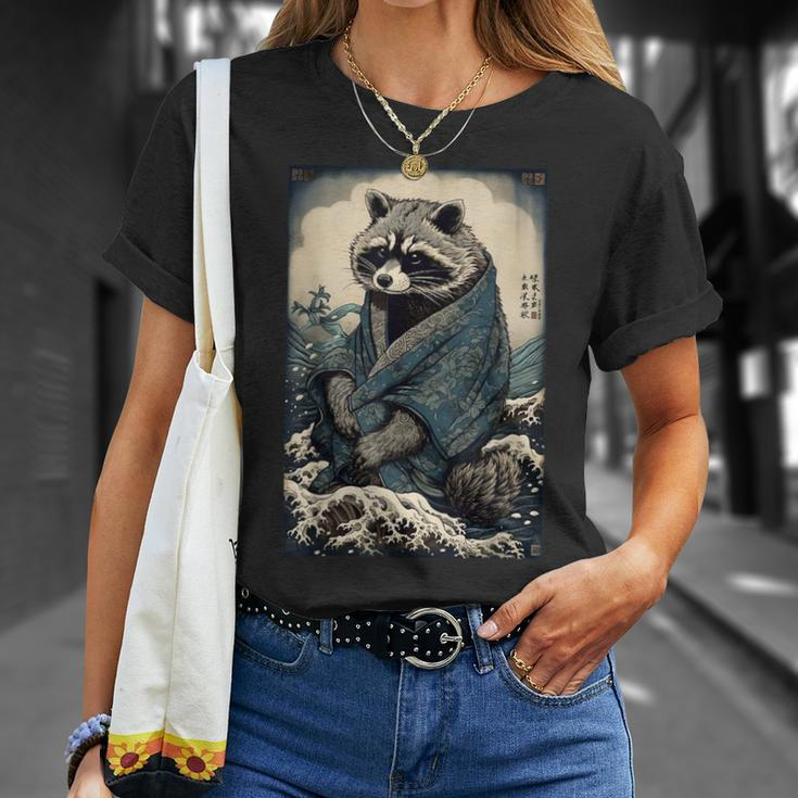 Raccoon And Waves Japanese T-Shirt Gifts for Her