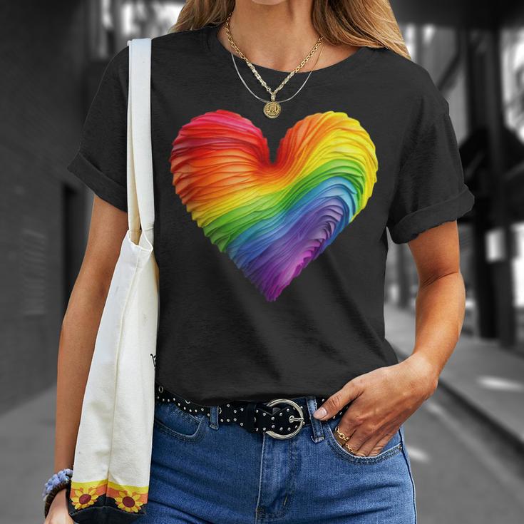 Rainbow Heart Lgbtq Flag Gay Pride Parade Love Is Love Wins T-Shirt Gifts for Her