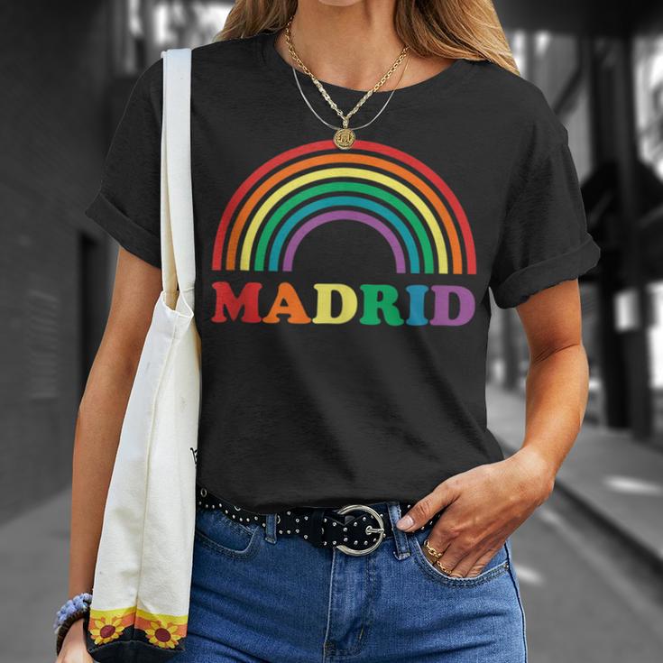 Rainbow Pride Gay Lgbt Parade Madrid T-Shirt Gifts for Her