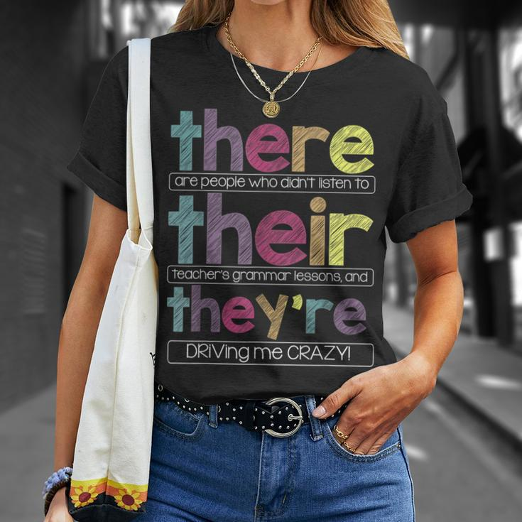 There Their They'reEnglish Grammar Teacher T-Shirt Gifts for Her