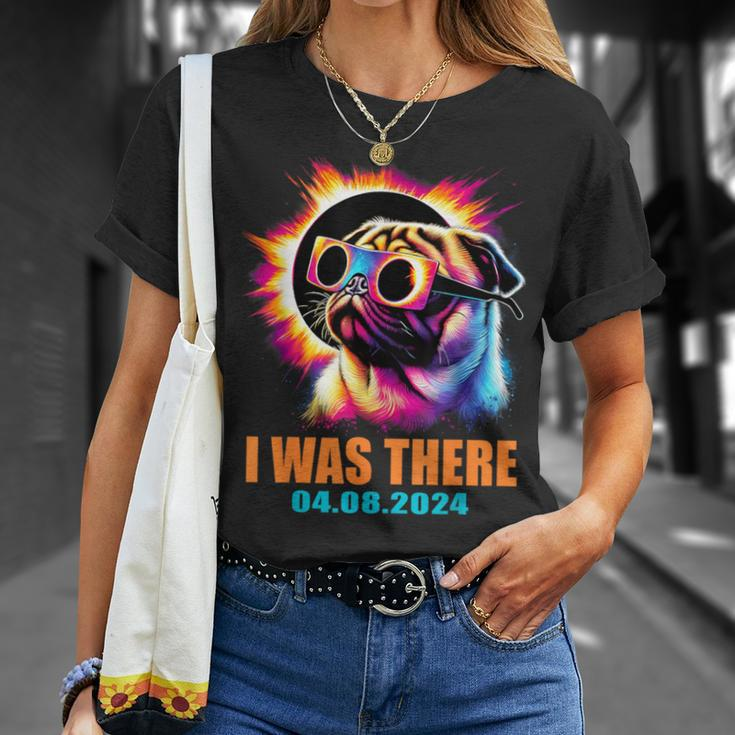 I Was There Total Solar Eclipse 2024 Pug Dog With Glasses T-Shirt Gifts for Her