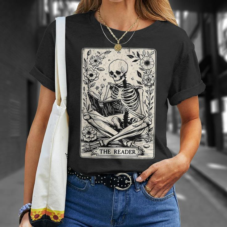 The Reader Tarot Card Skeleton Reading Book Books T-Shirt Gifts for Her