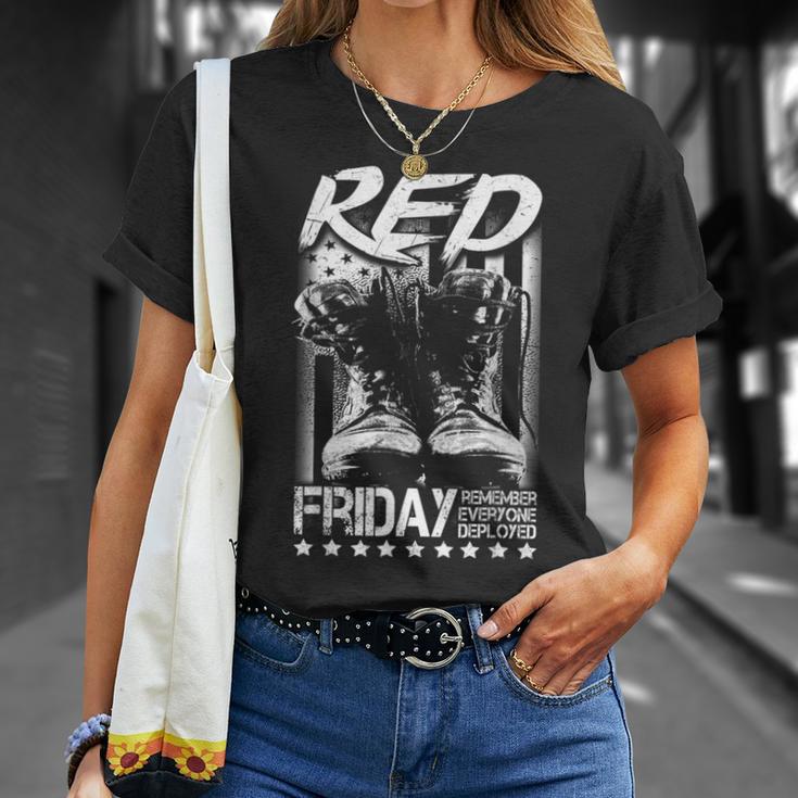 Red Friday Remember Everyone Deployed Veterans Day T-Shirt Gifts for Her