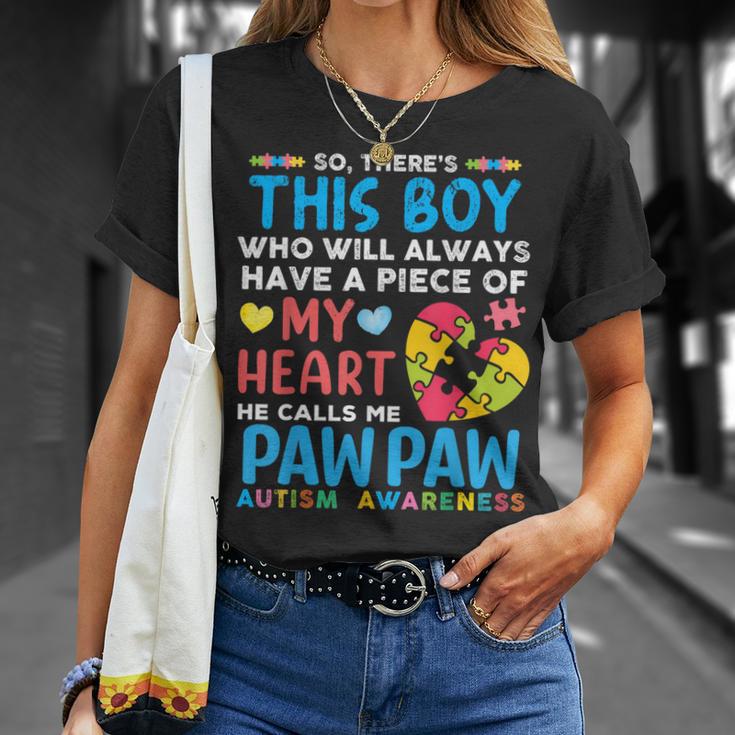 There's This Boy He Calls Me Pawpaw Autism Awareness T-Shirt Gifts for Her