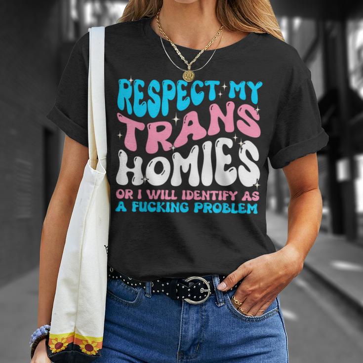 Respect My Trans Homie Pride Month Lgbt Friend Transgender T-Shirt Gifts for Her