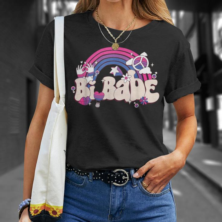 Retro Bi Babe Rainbow Bisexual Pride Flag Lgbt Pride Month T-Shirt Gifts for Her