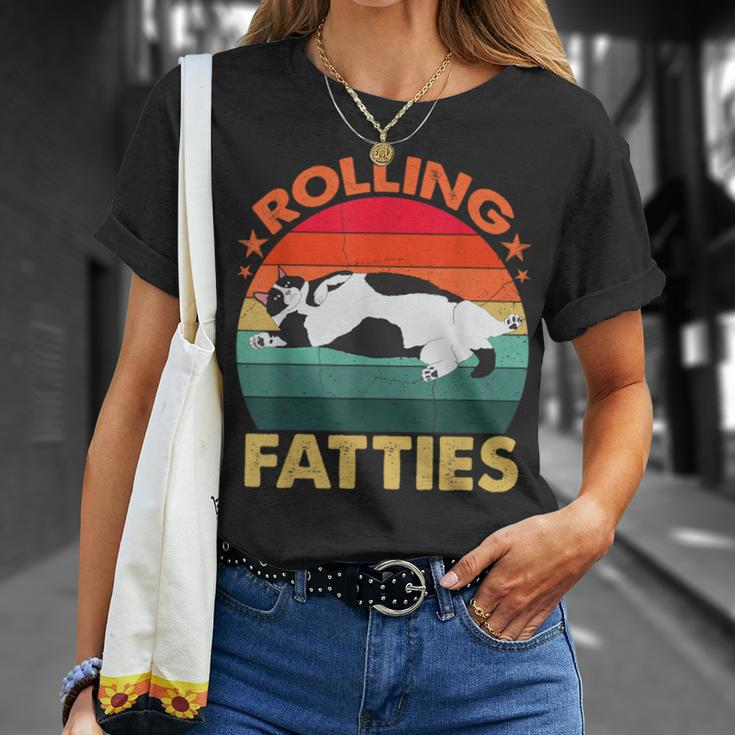 Retro Fat Kitten Cat Rolling Fatties T-Shirt Gifts for Her