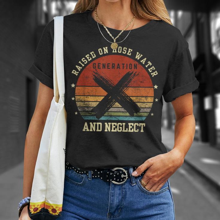 Retro Generation X Gen X Raised On Hose Water And Neglect T-Shirt Gifts for Her