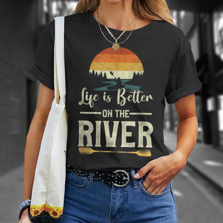 Retro Kayaking Life Is Better On The River T-Shirt Gifts for Her