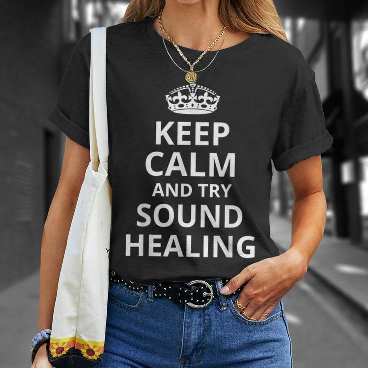 Retro Sound Healers 'Keep Calm And Try Sound Healing' T-Shirt Gifts for Her