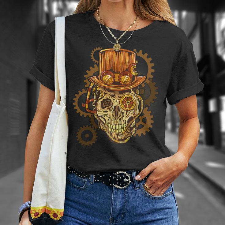 Retro Steampunk Skull Vintage Gears Goth T-Shirt Gifts for Her