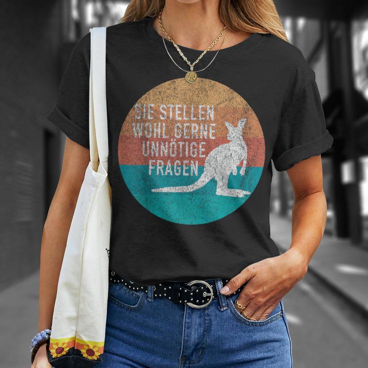 Retro Stil Känguru T-Shirt Unnötige Fragen Spruch Geschenke für Sie