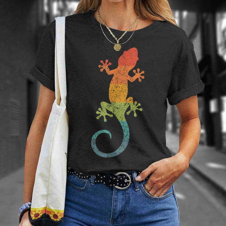 Retro Striped Gecko Cute Gecko Silhouette Vintage Children's T-Shirt Geschenke für Sie