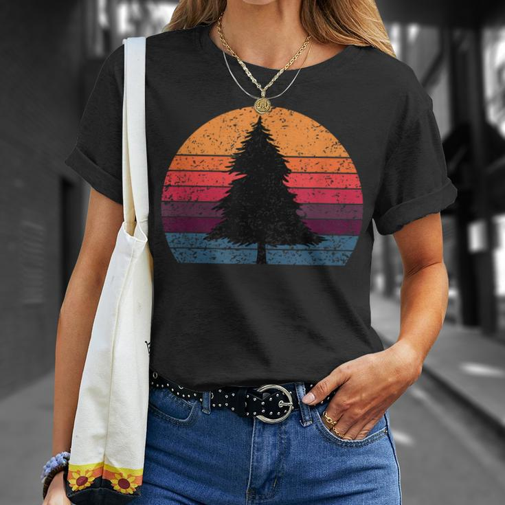 Retro Sun Minimalist Pine Tree T-Shirt Gifts for Her