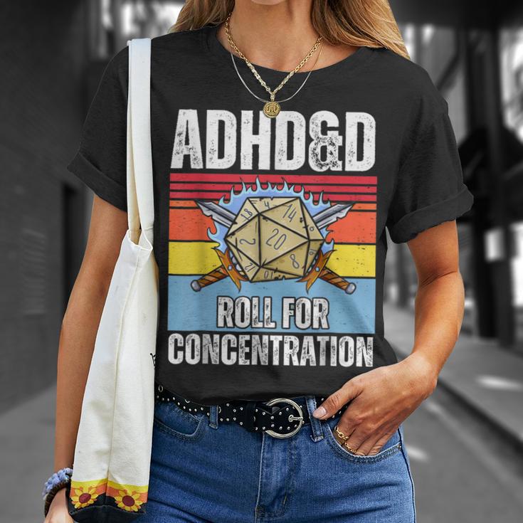 Retro Vintage Adhd&D Roll For Concentration Gamer T-Shirt Gifts for Her