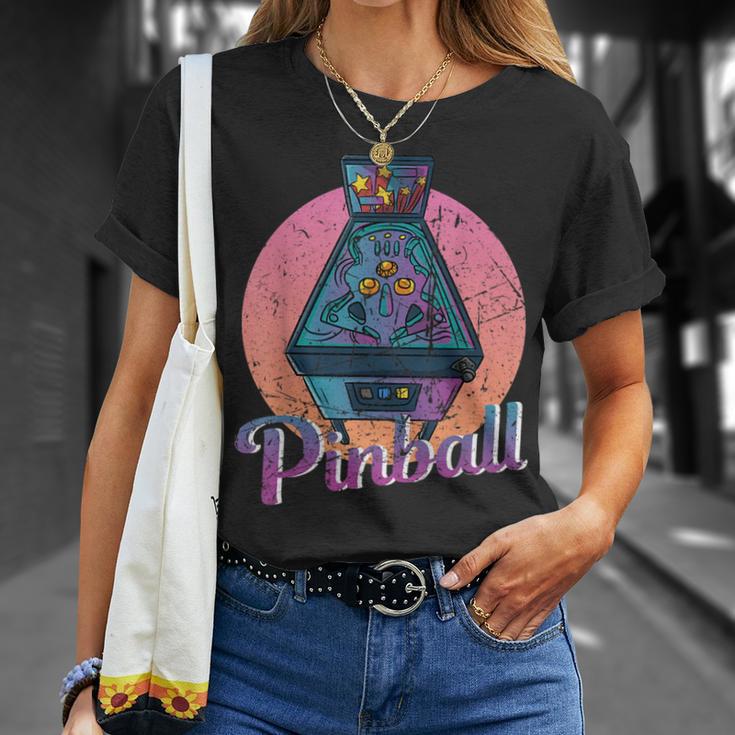 Retro Vintage Arcade Distressed Look Pinball T-Shirt Gifts for Her