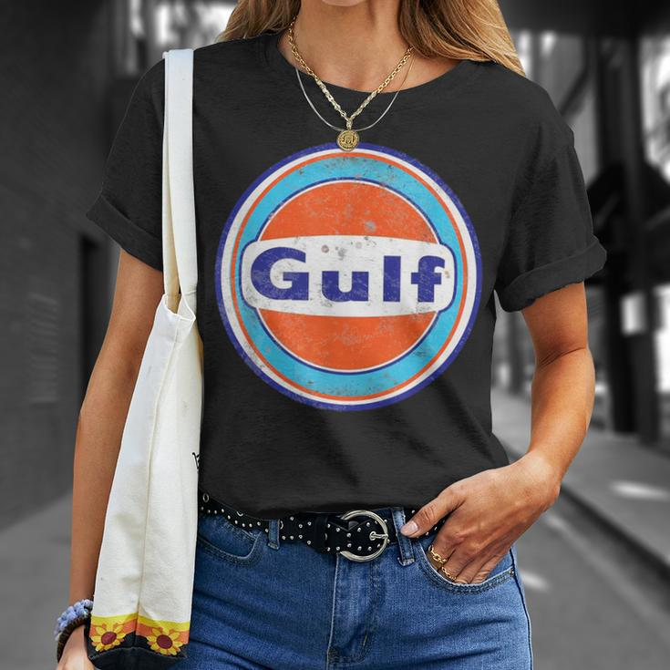 Retro Vintage Gas Station Gulf Motor Oil Car Bikes Garage T-Shirt Gifts for Her