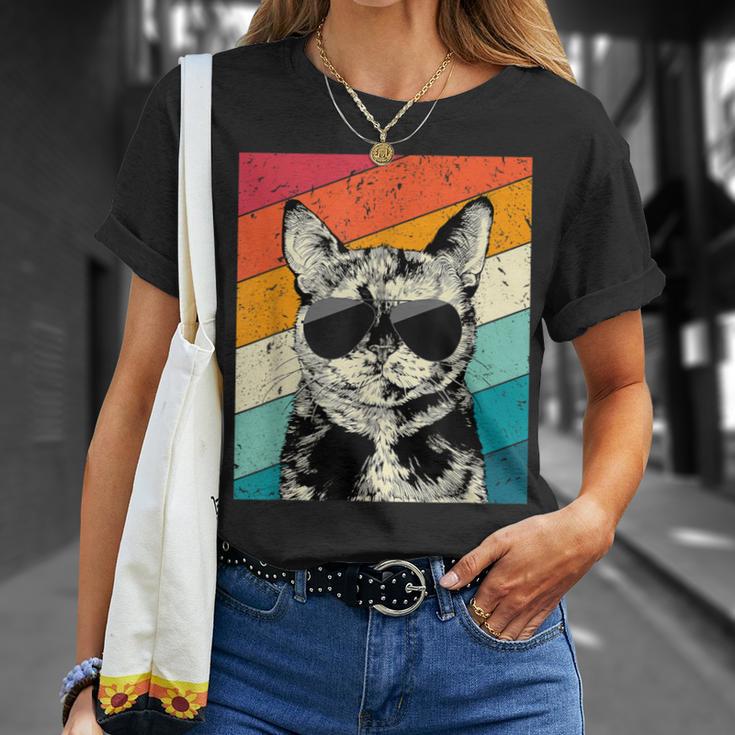 Retro Vintage Tortoiseshell Cat With Sunglasses Cat Lovers T-Shirt Gifts for Her