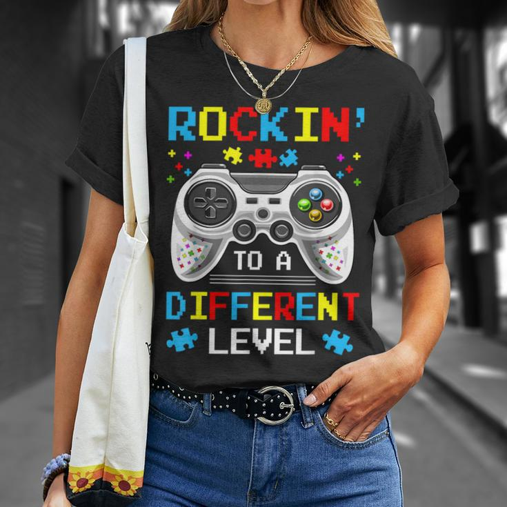 Rockin To Different Level Game Autism Awareness Gaming Gamer T-Shirt Gifts for Her