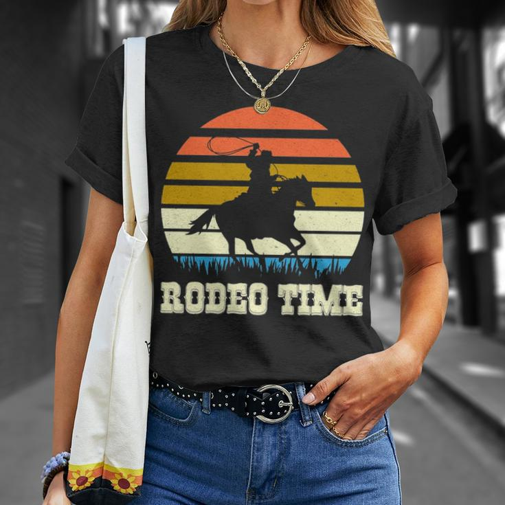 Rodeo Time Vintage Rodeo Time Cowboy Horse Retro Sunset T-Shirt Gifts for Her