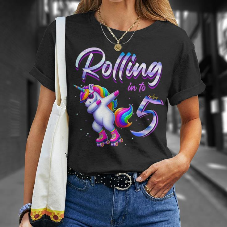 Rolling Into 5 Roller Skating Unicorn 5Th Birthday Party T-Shirt Gifts for Her