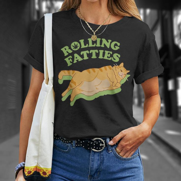 Rolling Fatties Weed Cat Marijuana T-Shirt Gifts for Her