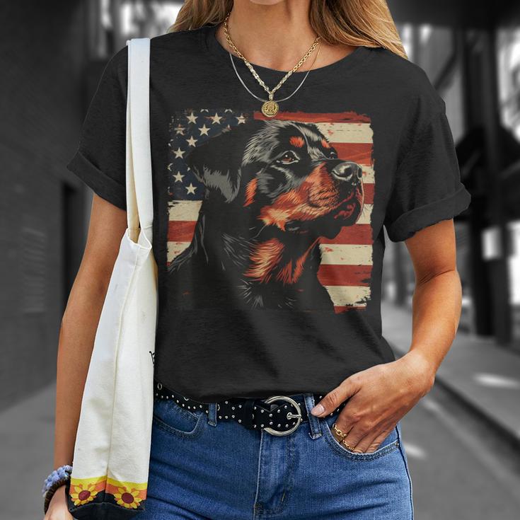 Rottweiler Dog Usa Patriotic Fourth Of July Women T-Shirt Gifts for Her