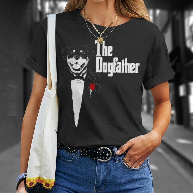 Rottweiler The Dogfather Rottweiler Rottie Dog Dad T-Shirt Gifts for Her