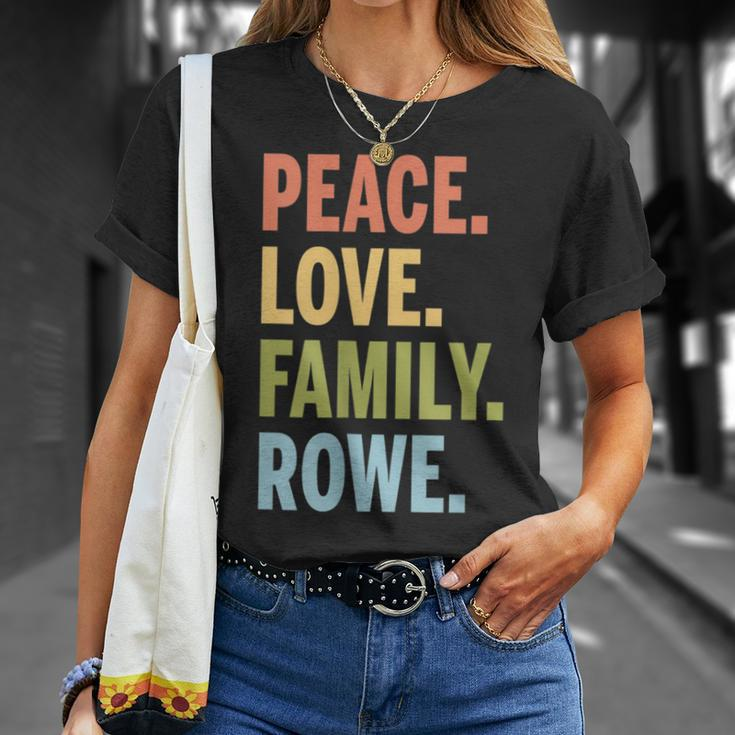 Rowe Last Name Peace Love Family Matching T-Shirt Gifts for Her