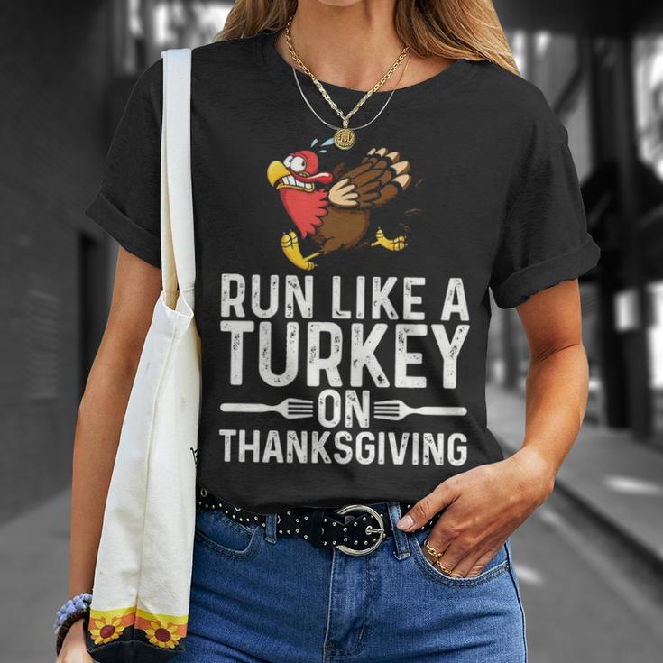 Run Like A Turkey Thanksgiving Runner Running T-Shirt Gifts for Her