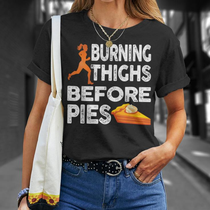 Running Burning Thighs Before Pies Runner Graphic T-Shirt Gifts for Her