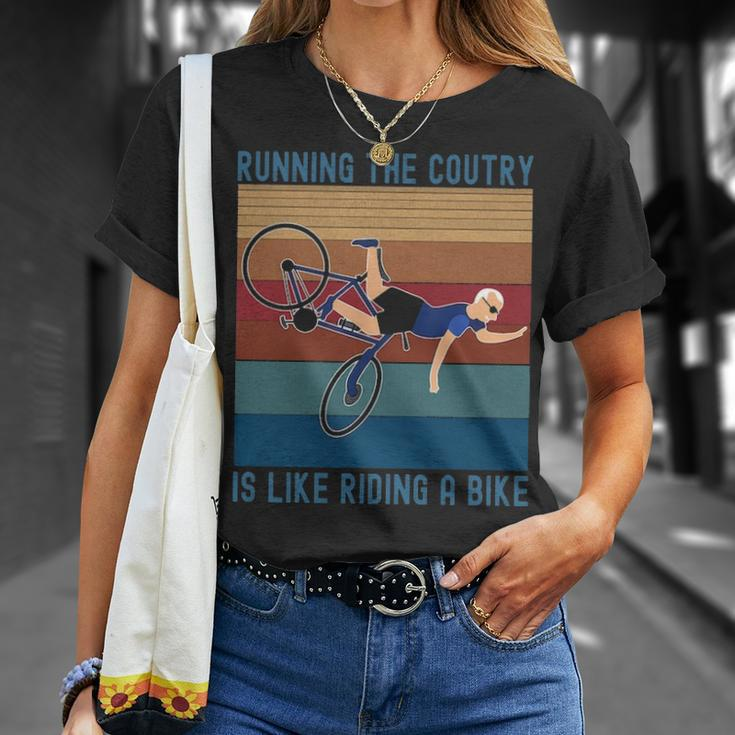 Running The Coutry Is Like Riding A Bike Joe Biden Vintage T-Shirt Gifts for Her