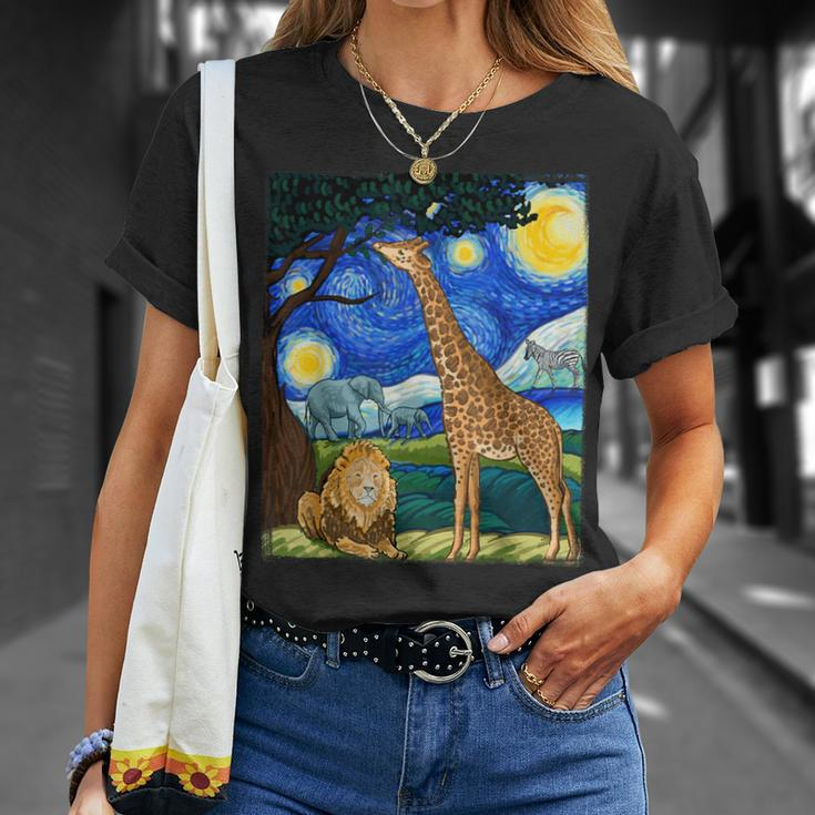 Safari Night Zoo Animal Giraffe Lion Animal Lover T-Shirt Gifts for Her