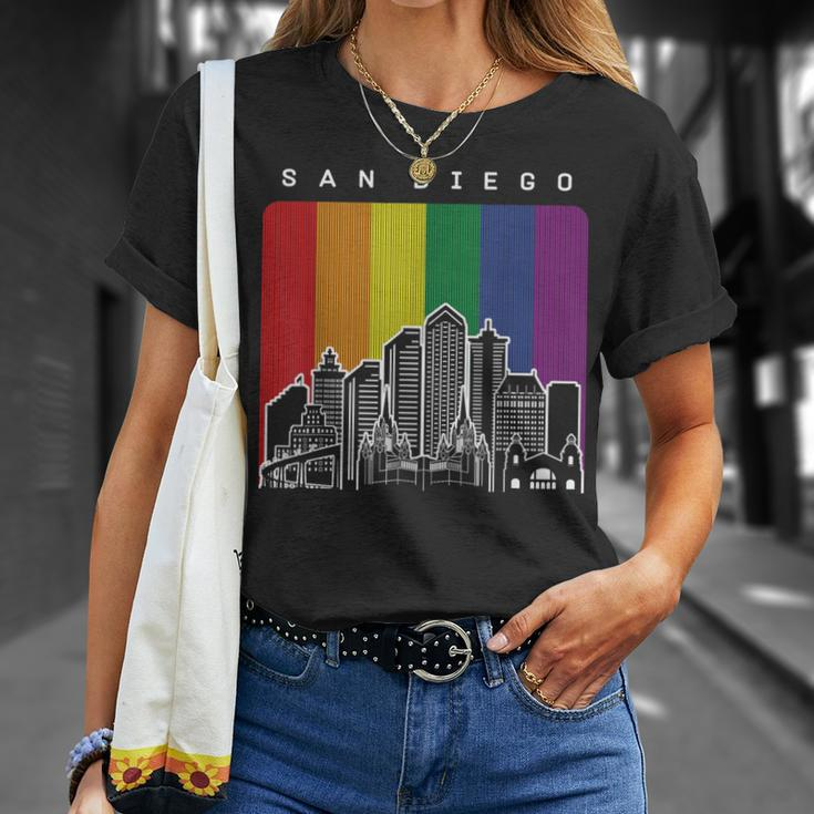 San Diego California Lgbt Pride Rainbow Flag T-Shirt Gifts for Her