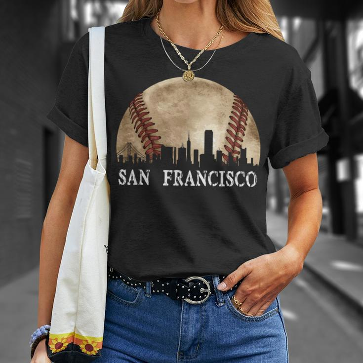 San Francisco Skyline City Vintage Baseball Lover T-Shirt Gifts for Her