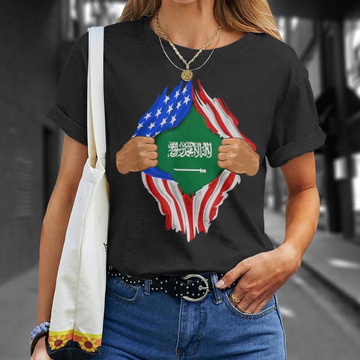 Saudi Arabian Blood Inside Me Saudi Arabia Flag T-Shirt Gifts for Her